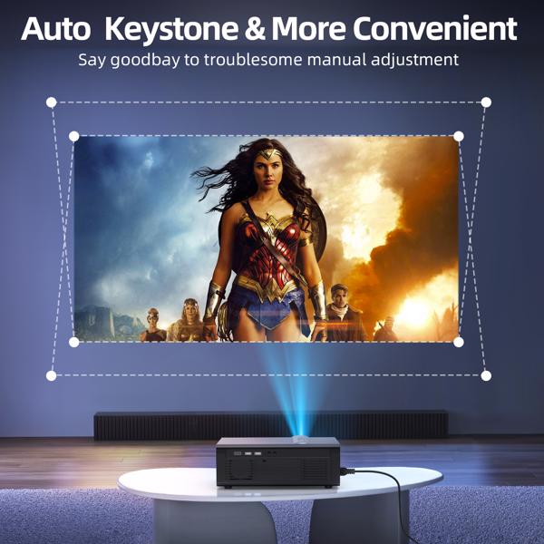 [Electric Focus/Auto Keystone] Projector with WiFi and Bluetooth, Native 1080P 20000L 4K Supported, Home Theater UP to 300"【FBA发货，禁止亚马逊销售】