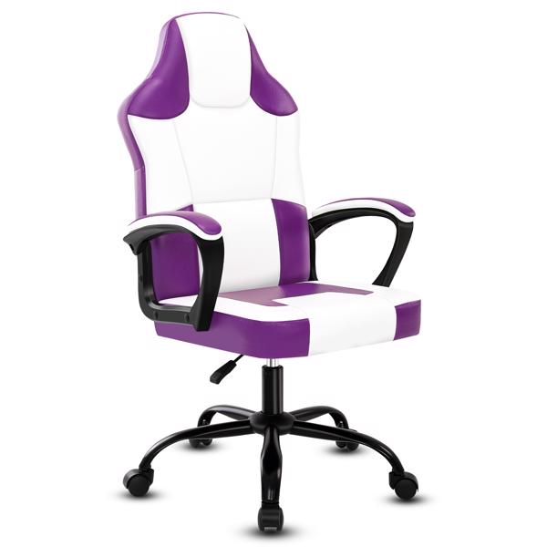 Computer Gaming Chair, Video Game Chairs with Breathable PU Leather, Comfy Swivel Seat, Height Adjustable Computer Chair, Racing E-Sport Gamer Chair for Adults and Teenagers, Purple