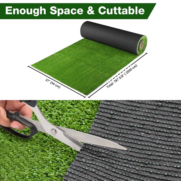 Realistic Synthetic Artificial Grass Mat 65x 3ft with 3/8" grass blades height Indoor Outdoor Garden Lawn Landscape Turf for Pets,swimming pools, gardens, schools, Faux Grass Rug with Drainage