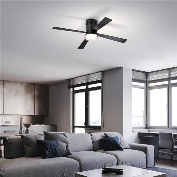 48'' Ceiling Fans with Lights and Remote,  Low Profile Ceiling Fan Flush Mount & Hang, 3000K-6500K Dimmable  LED Fan Light, White Modern Ceiling Fans with Lights for Bedroom