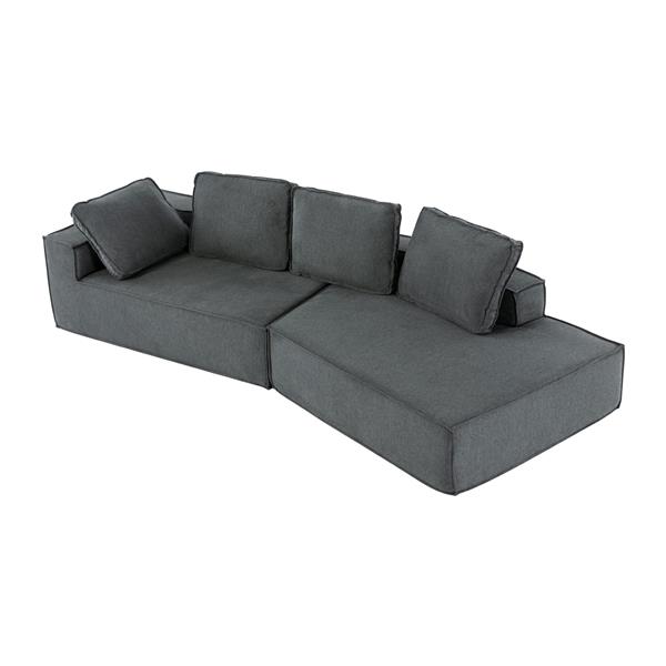 125" Stylish Chaise Lounge Modern Indoor Lounge Sofa Sleeper Sofa with Clean Lines for Living Room, Grey