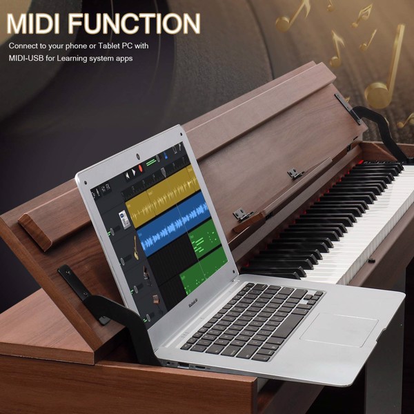 [Do Not Sell on Amazon]Glarry GDP-107 88 Key Standard Full Weighted Keyboards Digital Piano with Furniture Stand, Audio and MIDI Bluetooth, Triple Pedals, Headphone，for Black Walnut color