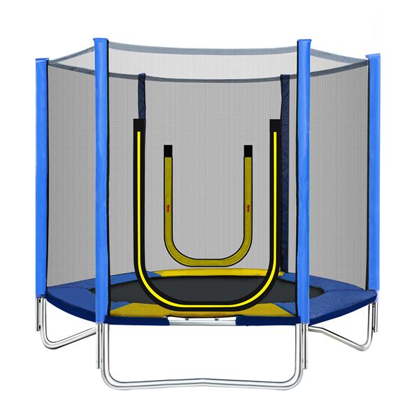 7FT Trampoline for Kids with Safety Enclosure Net, Slide and Ladder, Easy Assembly Round Outdoor Recreational Trampoline