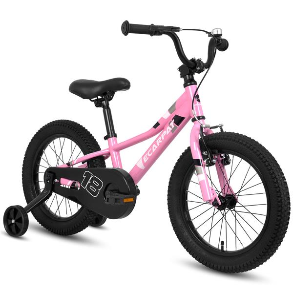 Kids' Bike 18 Inch Wheels, 1-Speed Boys Girls Child Bicycles For6-9Years, With Removable Training Wheels Baby Toys, Front V Brake, Rear Holding Brake