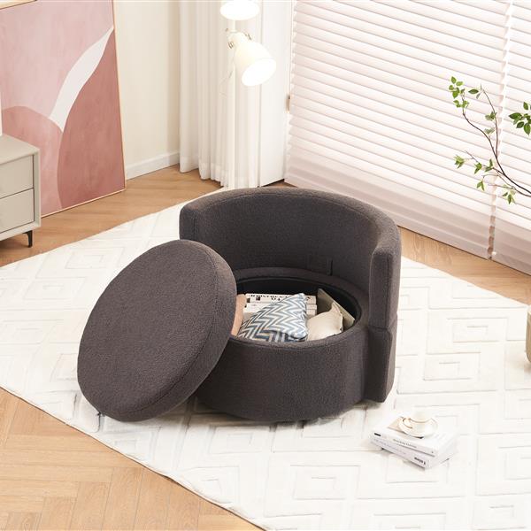 Fabric Swivel And Storage Chair With Back Cushion For Living Room,Dark Gray