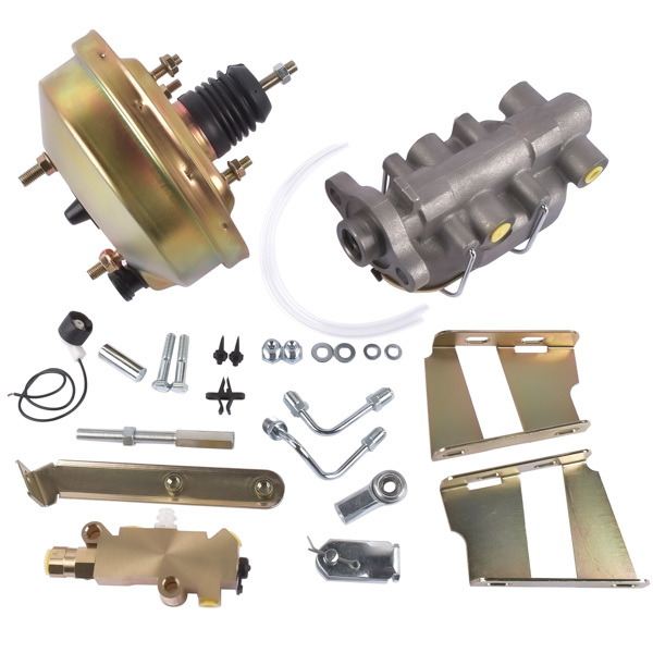 刹车总成 8" Single Zinc Power Brake Booster 1" Bore Cylinder Disc Drum Fit for Chevy Biscayne Impala Bel Air 1958-1964-4