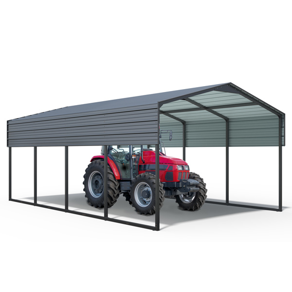 12x20 FT Metal Carport Heavy Duty with Reinforced Frame, Outdoor Garage Multi-Use Shelter Canopy Car Shelter for Pickup, Boat, Car and Tractors