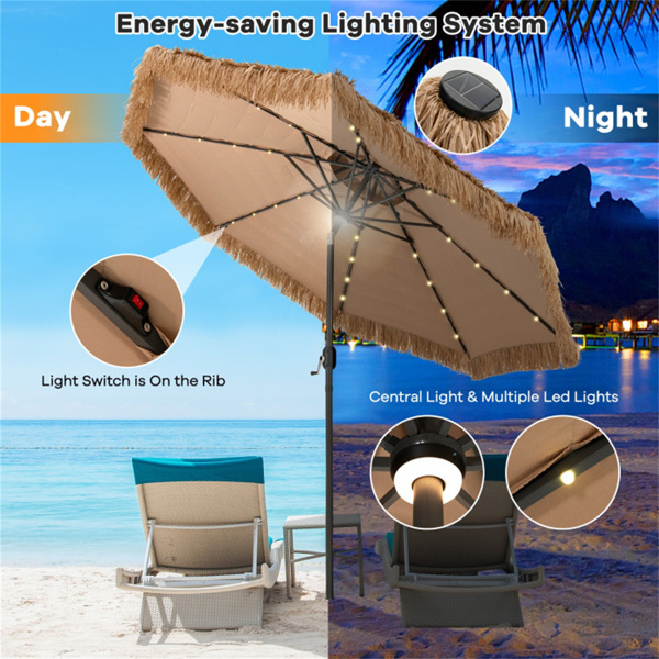 10 Foot Portable Beach Umbrella with Led Lights.