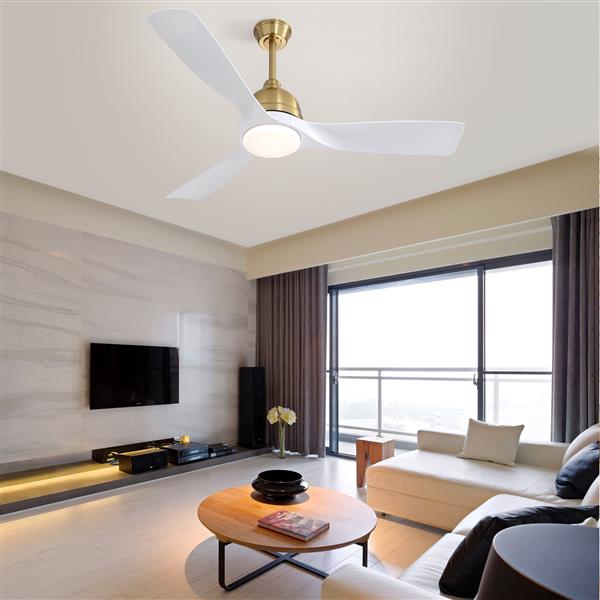 54 Inch Modern ABS Ceiling Fan 6 Speed Remote Control Dimmable Reversible DC Motor With Light and Smart APP Control