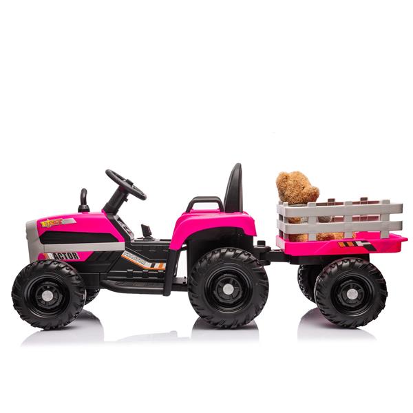 Ride on Tractor with Trailer,12V Battery Powered Electric Tractor Toy w/Remote Control,electric car for kids,Three speed adjustable,Power display, USB,MP3 ,Bluetooth,LED light,Two-point safety belt