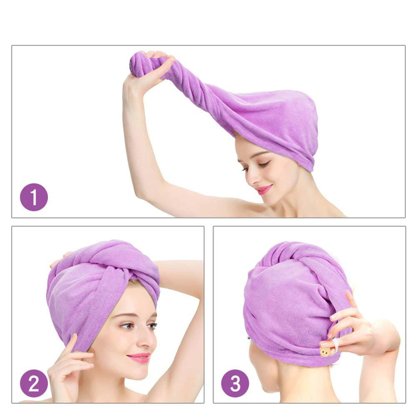 Quick Dry Microfiber 20X60cm Hair Towel Suitable for Long and Thick Hair (Pink)