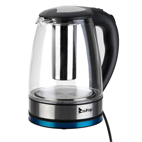 ZOKOP HD-1861-A 110V 1500W 1.8L Electric Glass Kettle US Plug