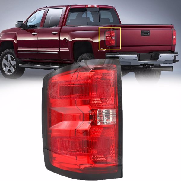 Halogen Tail light Assembly Fit for 2016-2018 Chevy Silverado 1500，2016-2019 Chevy Silverado 2500HD/3500HD GMC Sierra 3500HD (Dual Rear Wheel Only), Included Bulb & Harness (Left Driver Side)