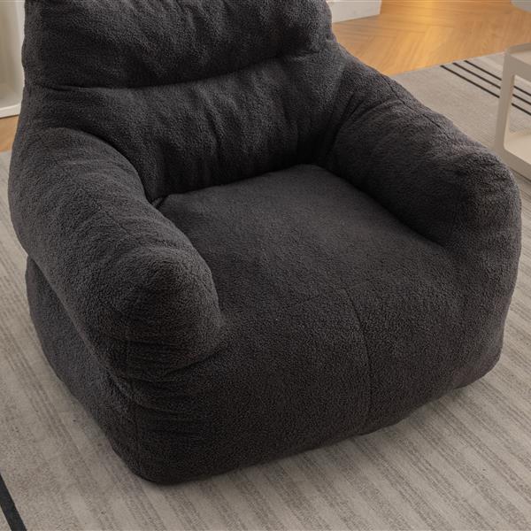 054-Large Size Teddy Fabric Bean Bag Chair Lazy Sofa Chair Sponge filling For Indoor,Dark Gray