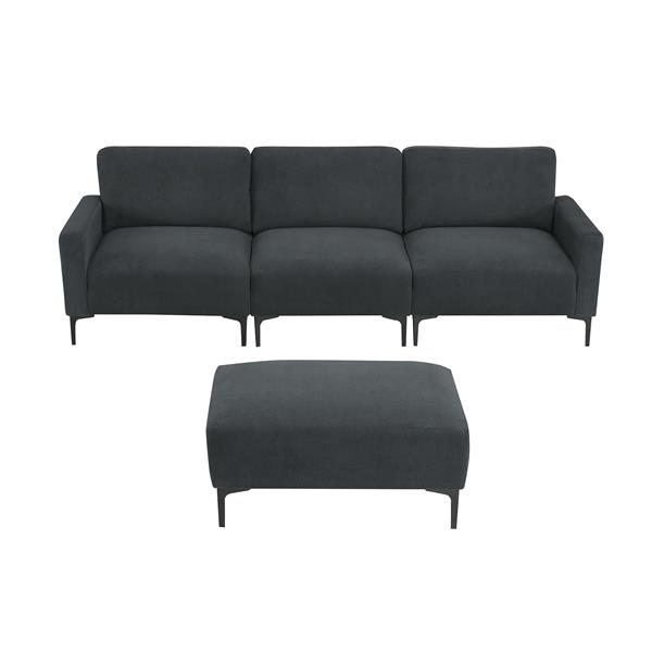 [VIDEO provided] [New] 103.5*59" Modern L-shaped Sectional Sofa, 4-seat Velvet Fabric Couch Set with Convertible Ottoman,Freely Combinable Sofa for Living Room, Apartment, Office,Apartment,2 Colors