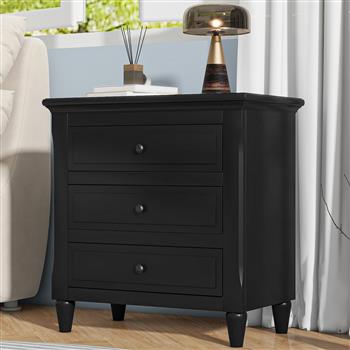 3-Drawer Nightstand Storage Wood Cabinet