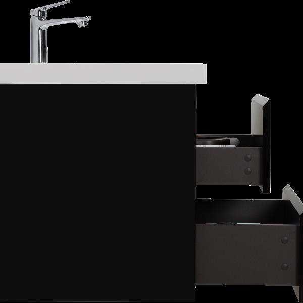 24" Floating Bathroom Vanity with Sink, Modern Wall-Mounted Bathroom Storage Vanity Cabinet with Resin Top Basin and Soft Close Drawers, Glossy Black 24V11-24GB