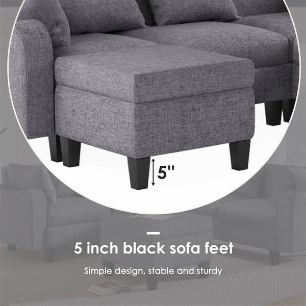 [New]87" Modern Sectional Sofa with coffee table,6-Seat Couch Set with Storage Ottoman,Various Combinations,L-Shape Indoor Furniture with Unique Armrests for Living Room,Apartment, 2 Colors(6 pillows)