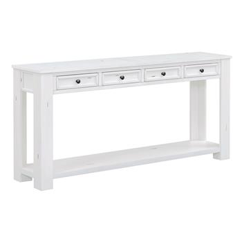 Console Table/Sofa Table with Storage Drawers and Bottom Shelf for Entryway Hallway(Antique White)