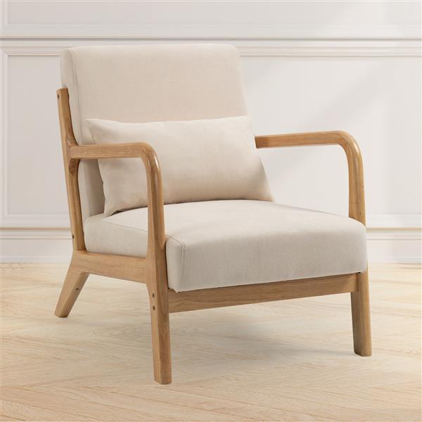 Leisure Chair with Solid Wood Armrest and Feet, Mid-Century Modern Sofa,1 seat