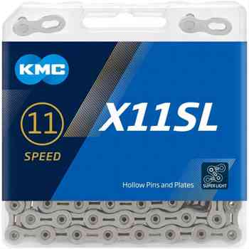 KMC X11SL-118L NP/BK 11 Speed Bicycle Chain - 1/2 x 11/128 inch, 118 Links