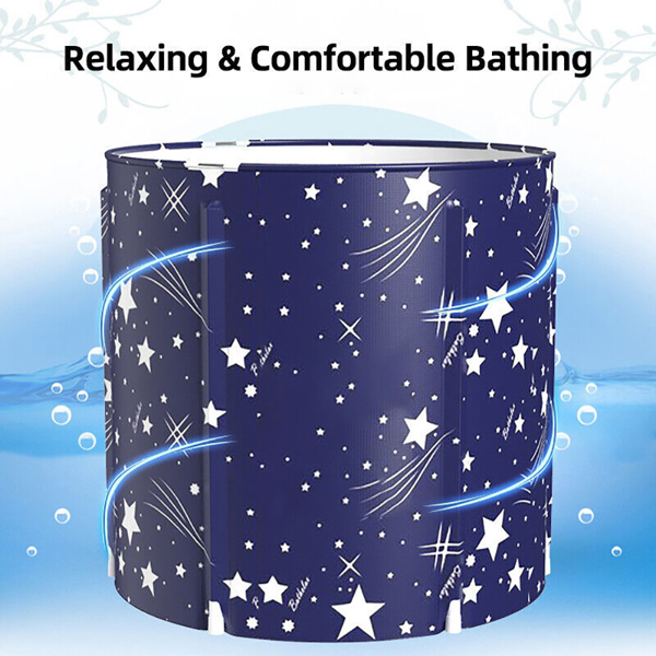 Foldable Portable Bathtub Water Tub Folding PVC Adult SPA Bath Bucket 65X70cm