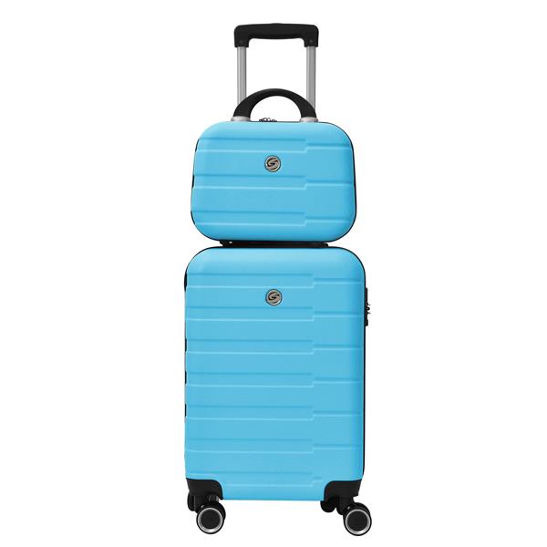 4 Piece Hard Shell Luggage Set,Carry on Suitcase with Spinner Wheels,Family Luggage Set,Aqua Blue(12/20/24/28in)