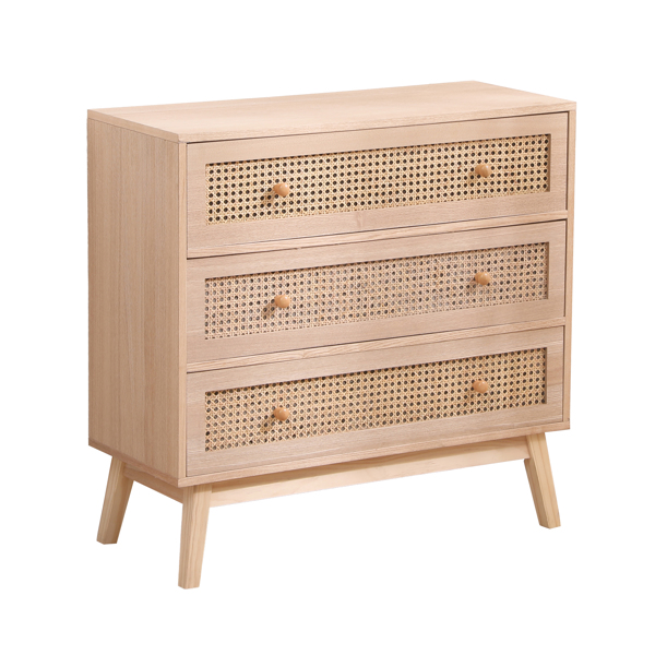 31.5 "3-Drawers Rattan Storage Cabinet Rattan Drawer,for Bedroom,Living Room,Natural 