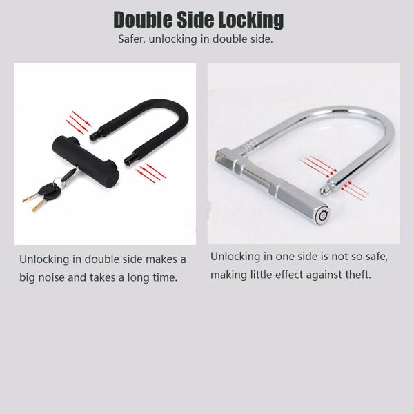 Bike D/U Lock Heavy Duty Bicycle Motorbike Motorcycle Scooter Vehicle Security