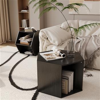 47.24\\'\\' Hexagonal Coffee Table Side Table Nightstand Burmese Sumac 2PCS