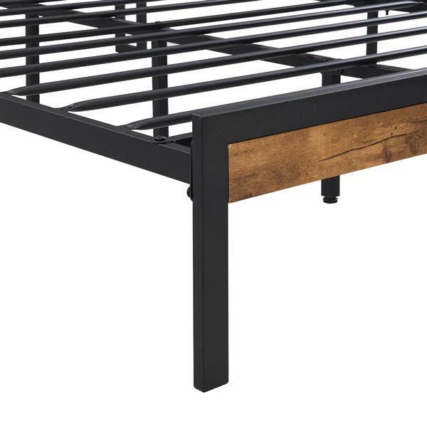 Queen Size  Metal Platform Bed Frame with Wooden Headboard and Footboard with USB LINER, No Box Spring Needed, Large Under Bed Storage, Easy Assemble