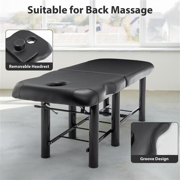 Professioanl Massage Table , Backrest Adjustable, Removable Headrest, Bottom Shelf Storage , Memory Foam Layer Salon Bed,Black