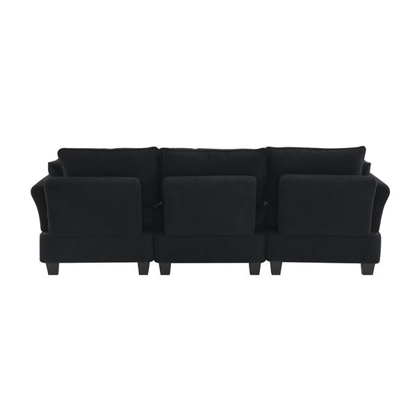 [VIDEO provided] [New] 92*63"Modern Teddy Velvet Sectional Sofa,Charging Ports on Each Side,L-shaped Couch with Storage Ottoman,4 seat Interior Furniture for Living Room, Apartment,3 Colors(3 pillows)