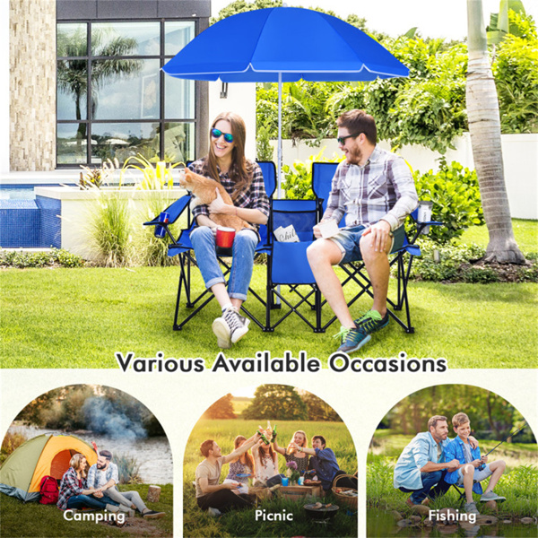 Outdoor camping chair with umbrella