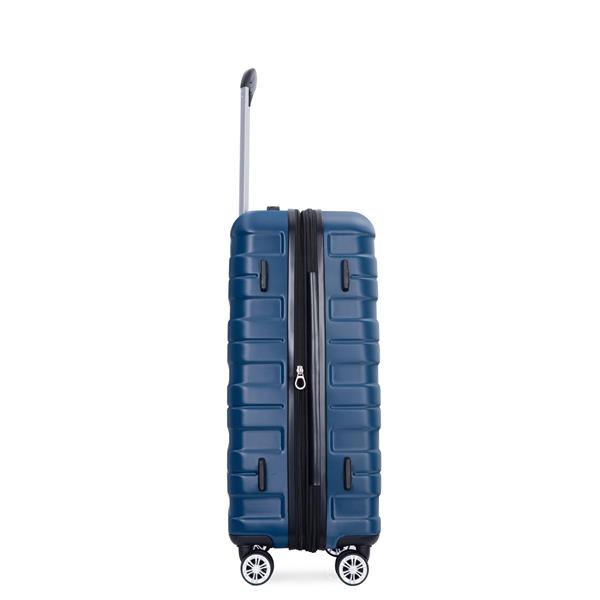 3 Piece Luggage Sets PC Lightweight & Durable Expandable Suitcase with Two Hooks, Double Spinner Wheels, TSA Lock, (21/25/29) Dark Blue