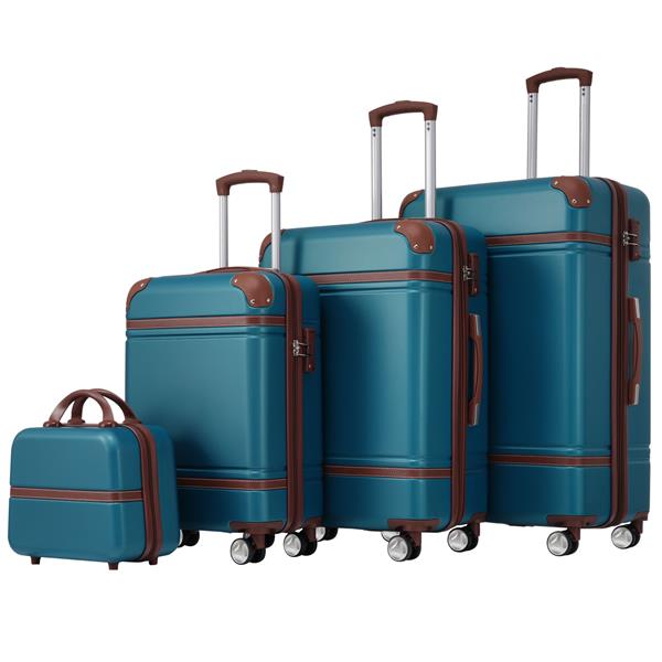 Hardshell Luggage Sets 4 Pieces 20"+24"+28" Luggages and Cosmetic Case Spinner Suitcase with TSA Lock  Lightweight