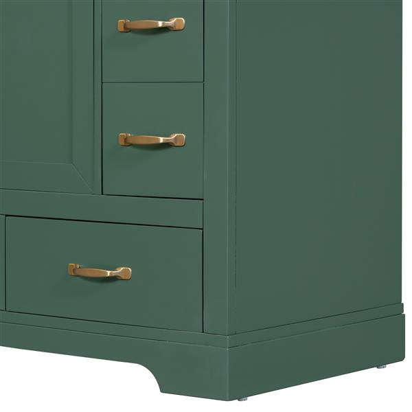 36" Bathroom Vanity with Sink Combo, Six Drawers, Multi-Functional Drawer Divider, Adjustable Shelf, Green