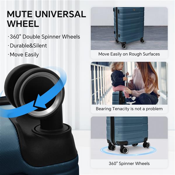 4 Piece Hard Shell Luggage Set,Carry on Suitcase with Spinner Wheels,Family Luggage Set,Dark Blue(12/20/24/28in)