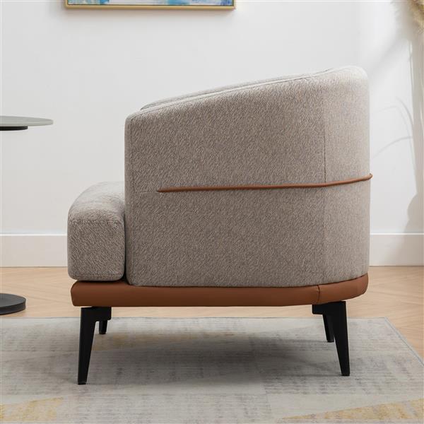 Modern Two-tone Barrel Fabric Chair, Upholstered Round Armchair for Living Room Bedroom Reading Room, Burnt Orange