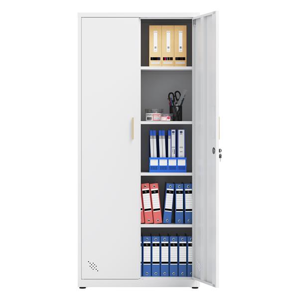 High Storage Cabinet with 2 Doors and 4 Partitions to Separate 5 Storage Spaces, Home/ Office Design