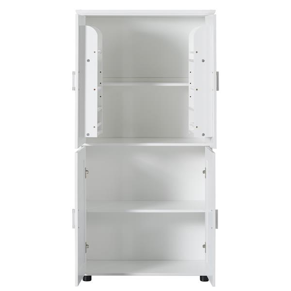 Tall and Wide Bathroom Floor Storage Cabinet, Bathroom Storage Unit, Freestanding Cabinet with 4 Doors, Adjustable Shelves, White