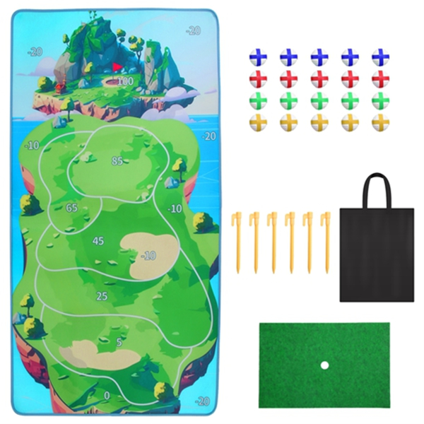 Golf Chipping Game,Golf Chipping Game Mat with Golf Mat, 20 Golf Balls, 6 Ground Stakes, Indoor Golf Game for Adults Kids, Golf Training Equipment, Golf Gifts Accessories for Men