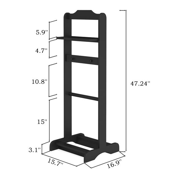 Portable Garment Rack,Clothes Valet Stand with Storage Organizer,Black Finish