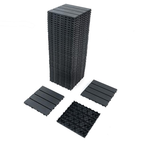 Plastic Interlocking Deck Tiles,44 Pack Patio Deck Tiles,12"x12" Square Waterproof Outdoor All Weather Use, Patio Decking Tiles for Poolside Balcony Backyard, Grey