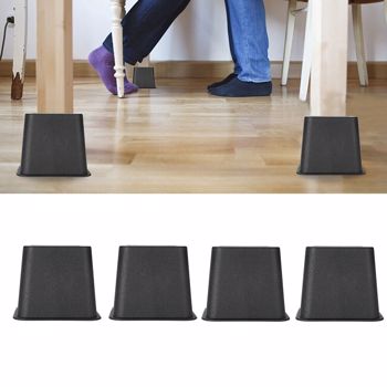 4X 3\\" Heavy Duty Bed Chair Risers Feet Leg Lift Furniture Extra Raisers Stand UK