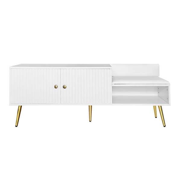 Modern Shoe Storage Bench with Hidden Storage and Upholstered Cushions for Bedside, Living Room and Entryway (White)