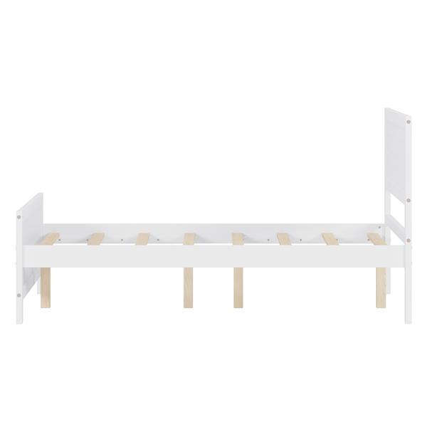 Wood Platform Bed Frame with Headboard, Mattress Foundation with Wood Slat Support, No Box Spring Needed, Full Size, White