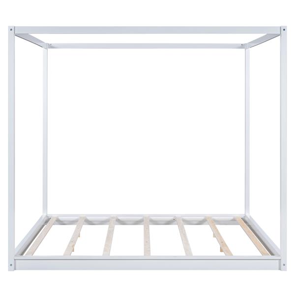 King Size Canopy Platform Bed with Support Legs,White