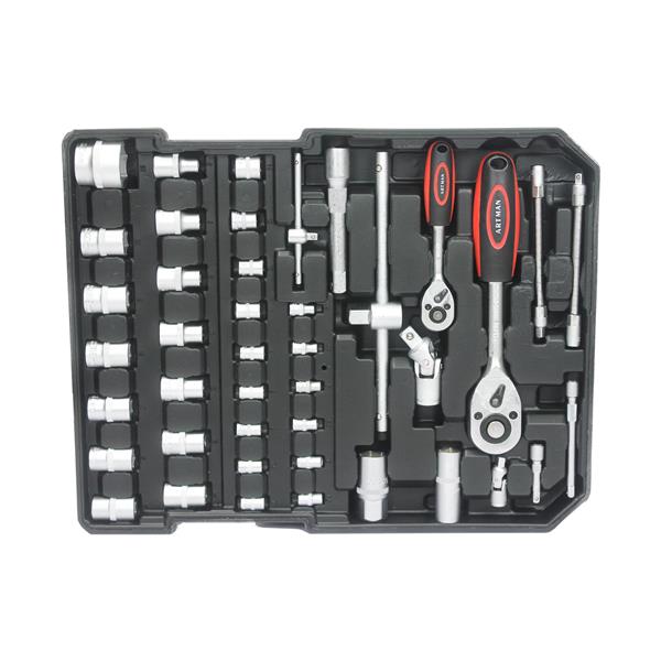 Black Hand Tool Box with 4 Layers of Toolset and Wheels