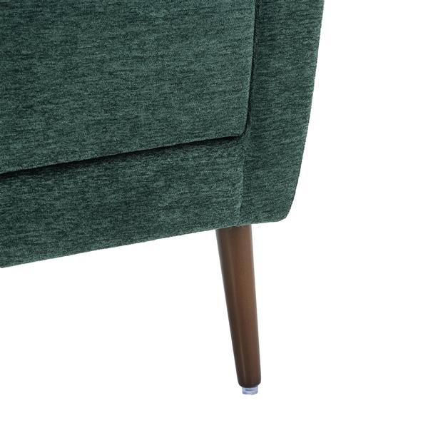 Modern Chair,Chenille Arm Chairs for Living Room,Upholstered Mordern Armchair,Comfy Soft Padded Lounge Chair in Small Space, Bedroom, w/Pillow, Solid Wood Leg (Blackish Green)